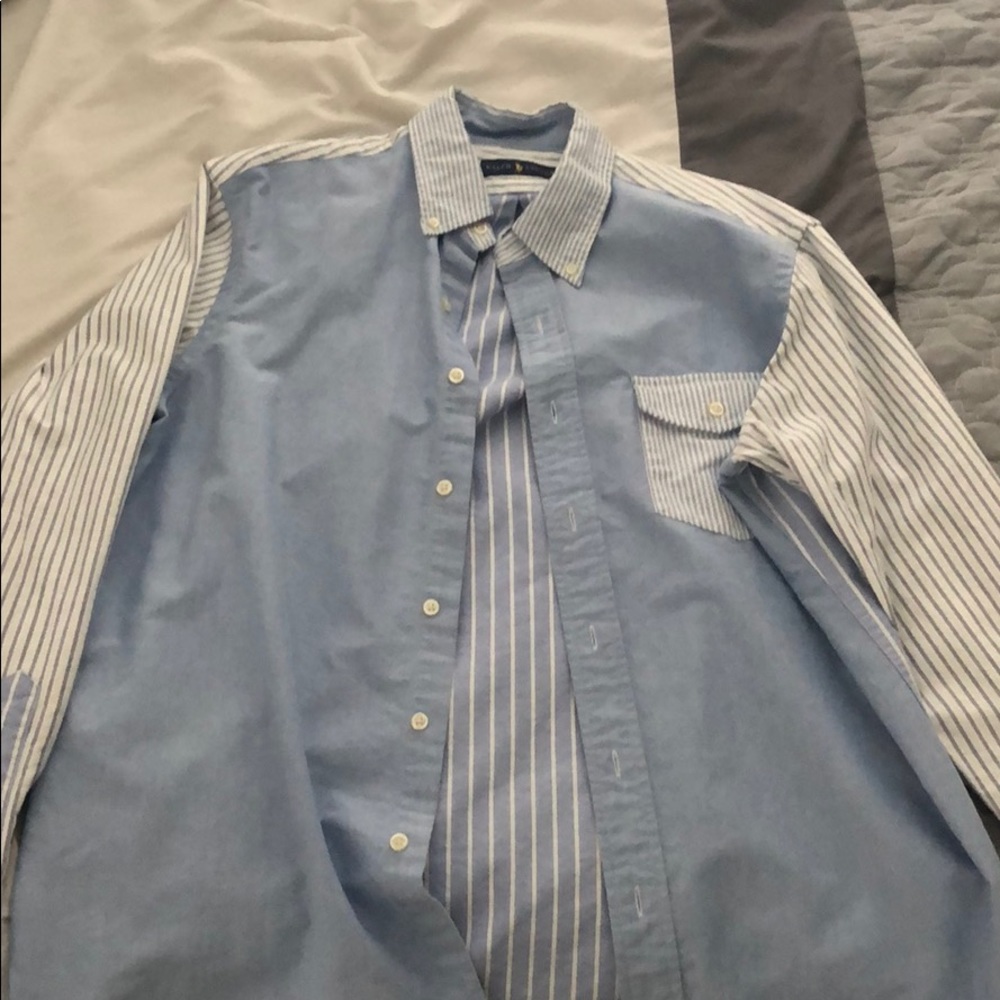 Blue Multi Patter polo button up